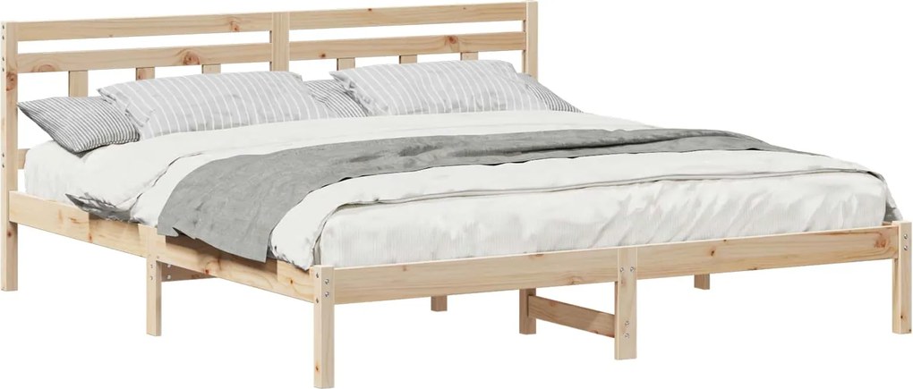 vidaXL Ágykeret Barna 200 x 200 cm Tömör fenyőfa