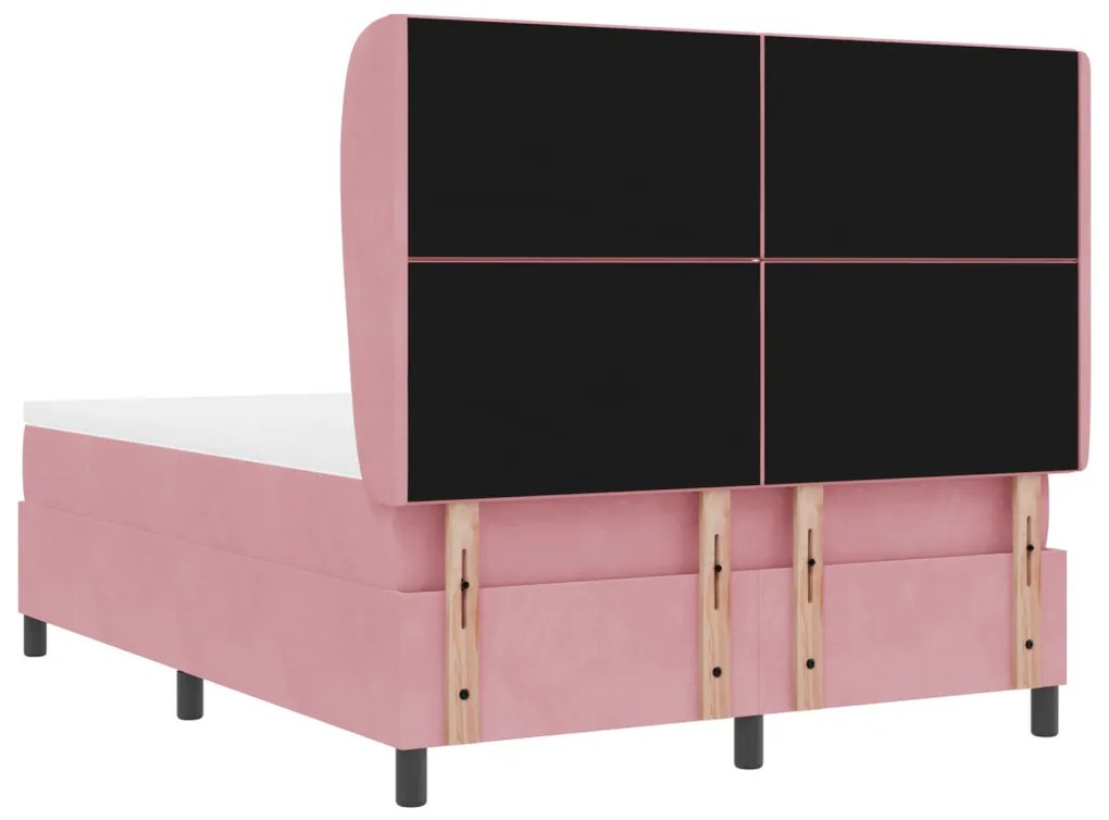 Boxspring Ágy Matracot Tartalmazó Rózsaszín 140x190 cm Bársony