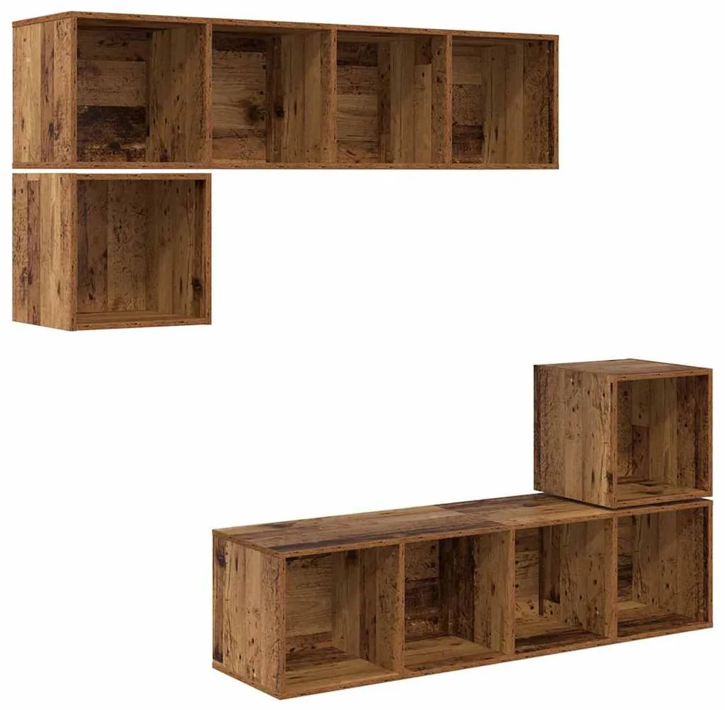 TV szekrény garnitúra 4 pcs Régi fa 37 x 37 x 142.5 cm Faanyag