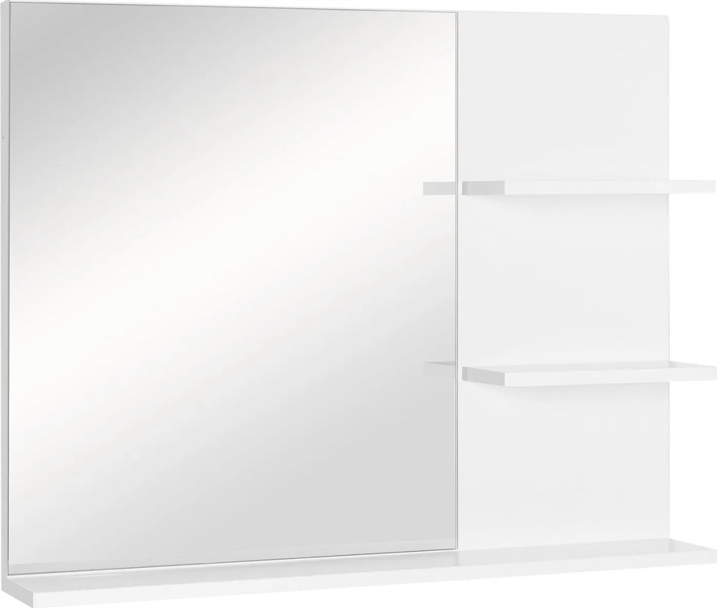kleankin Fali Tükör 3 Beépített Polccal 60x10x48 cm Fehér | Aosom