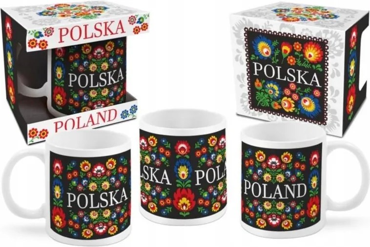Bögre Lengyel Folk Virágok fekete felirat horgász ajándék