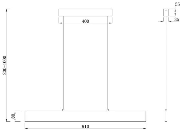 Maytoni P010PL-L23B4K - LED Csillár zsinóron STEP LED/23W/230V 4000K 91 cm fekete