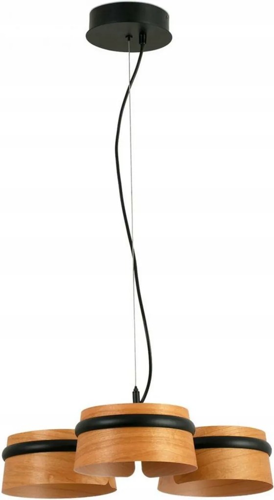 Faro Loop Led függeszték fekete, cseresznyefa, Ø52 cm, 18W, 2700K