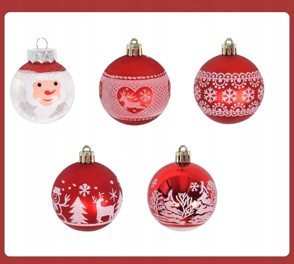 Piros Karácsonyfadíszek Karácsonyfadísz 16 db piros-fehér 6 cm