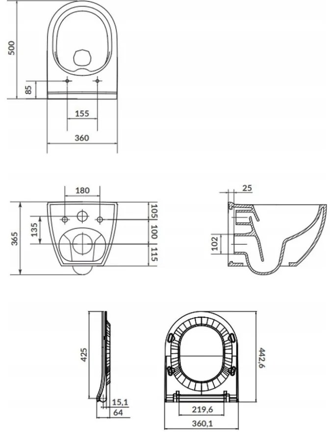 Cersanit City Square, antibakteriális WC ülőke hőre keményedő, fehér, K98-0125