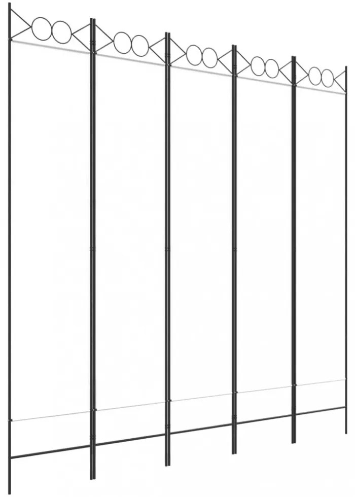 fehér 5 paneles paraván 200x200 cm szövet