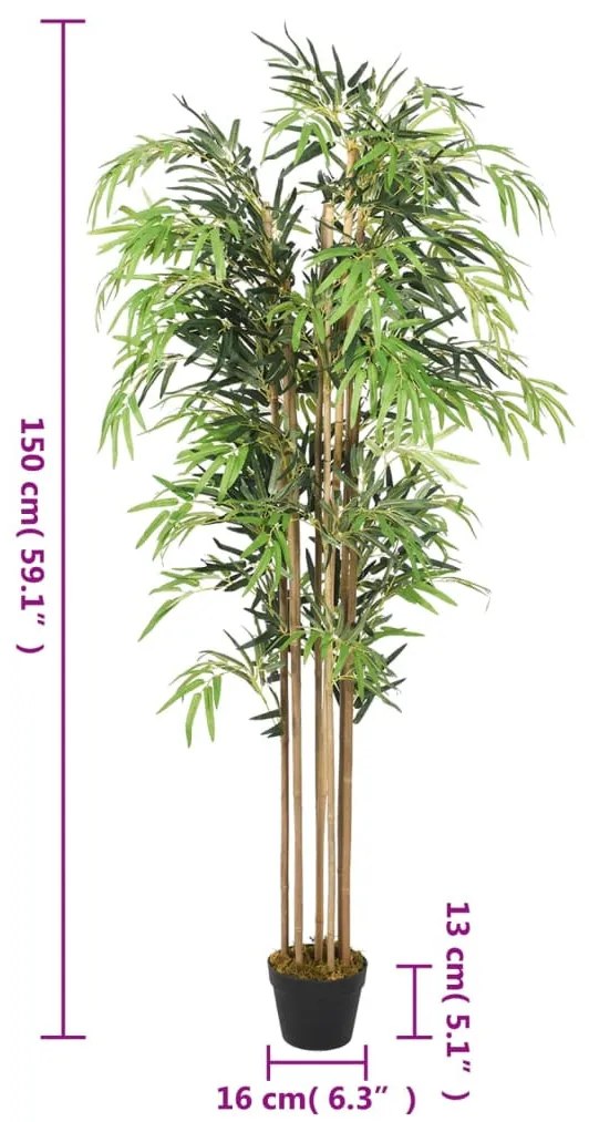 zöld mű bambuszfa 1095 levéllel 150 cm