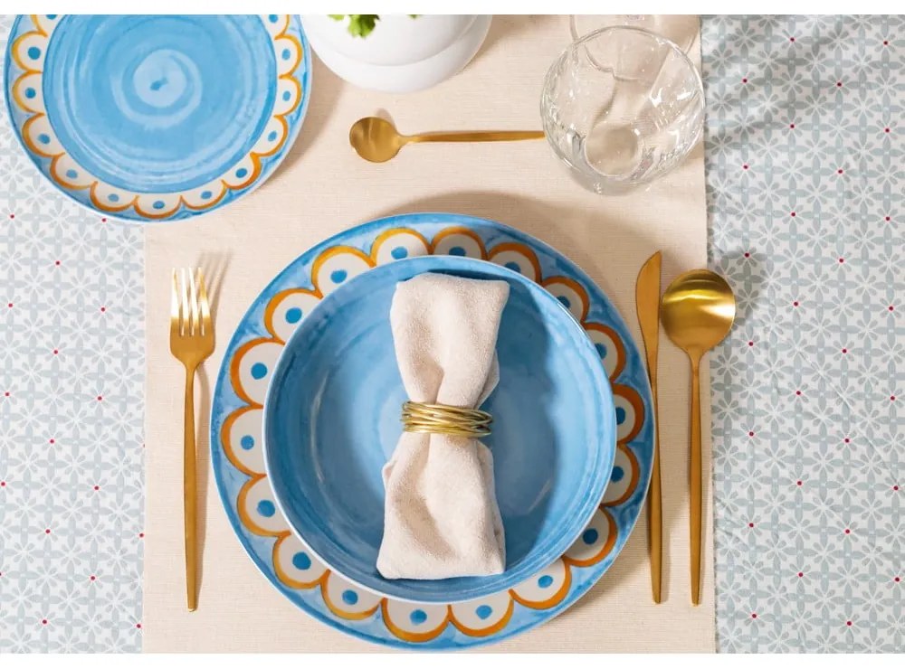 Világoskék porcelán mélytányér készlet 6 db-os ø 21 cm Tangeri blue – Villa Altachiara