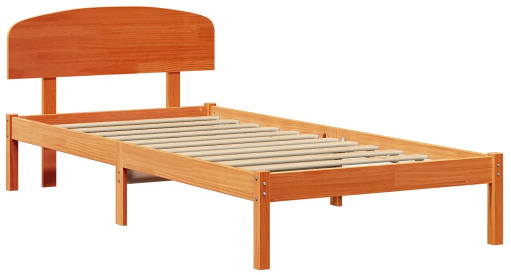 Ágykeret Fejvéggyel Viasz Barna 90x200 cm Tömörfa Fenyő