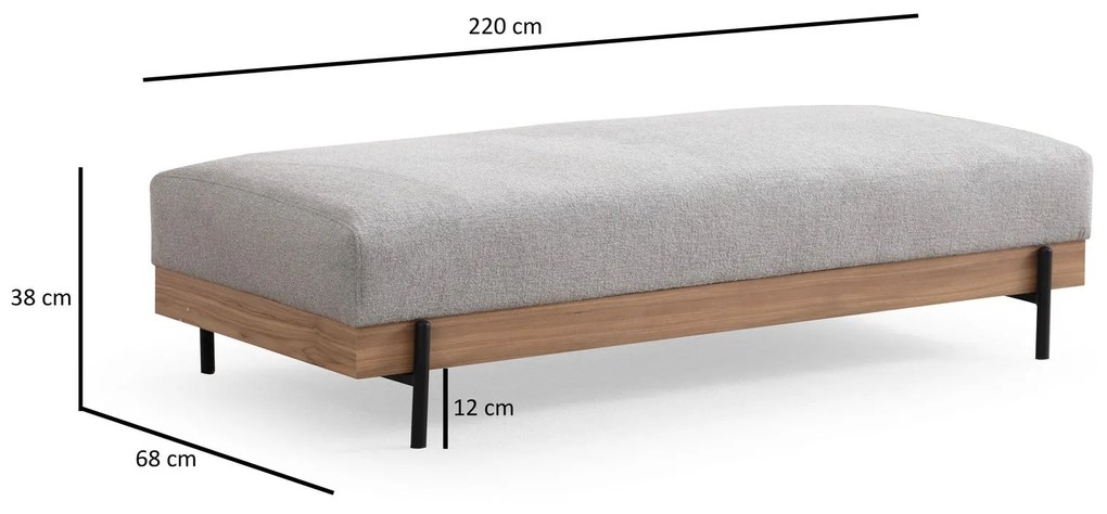 Puha Pad Eti Oak Pouffe - Szürke