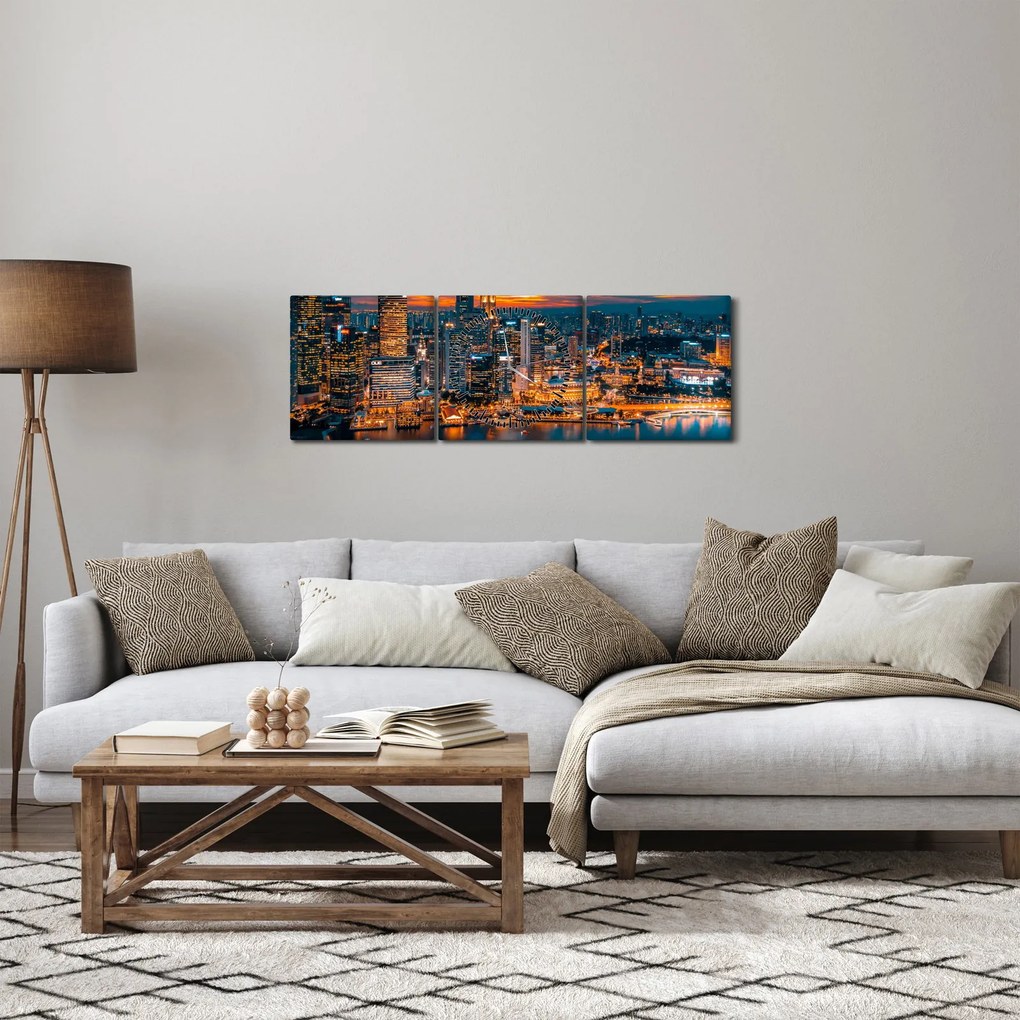 Éjszakai város képe (órával) (90x30 cm)