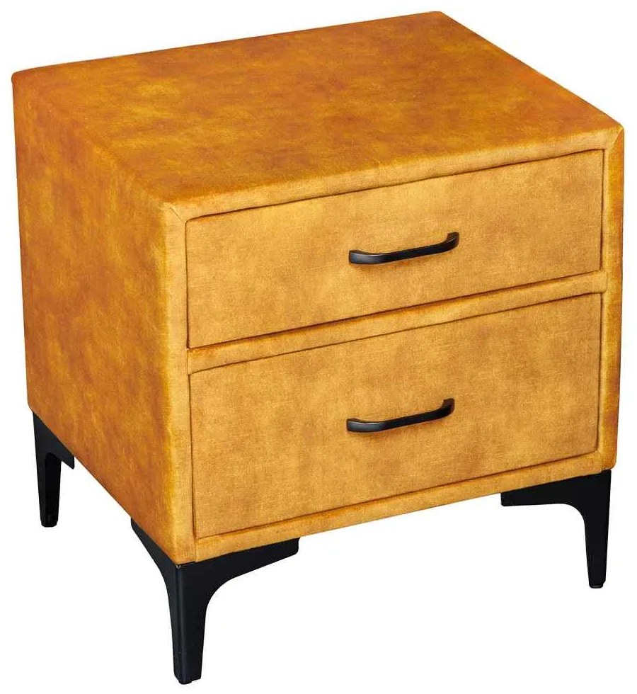 Design éjjeliszekrény Bailey mustársárga bársony