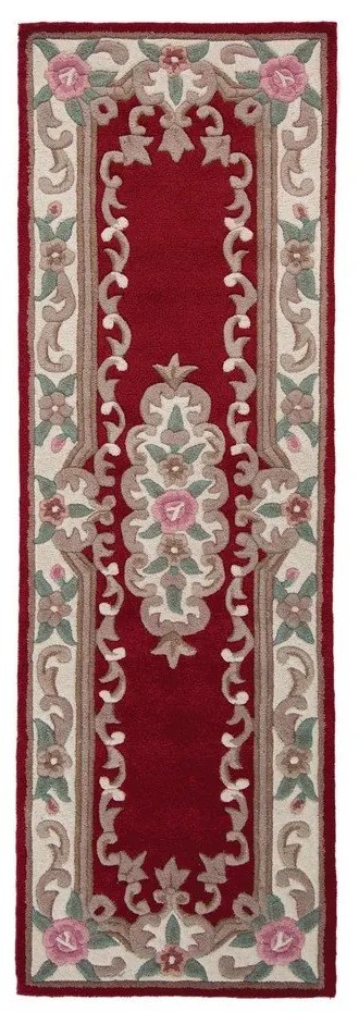 Aubusson piros gyapjú szőnyeg, 67 x 210 cm - Flair Rugs