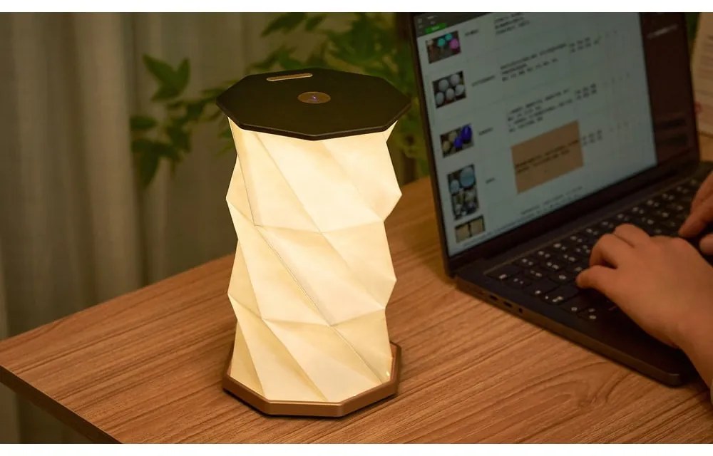 Fekete LED asztali lámpa (magasság 18 cm) Twist Hexagon – Gingko