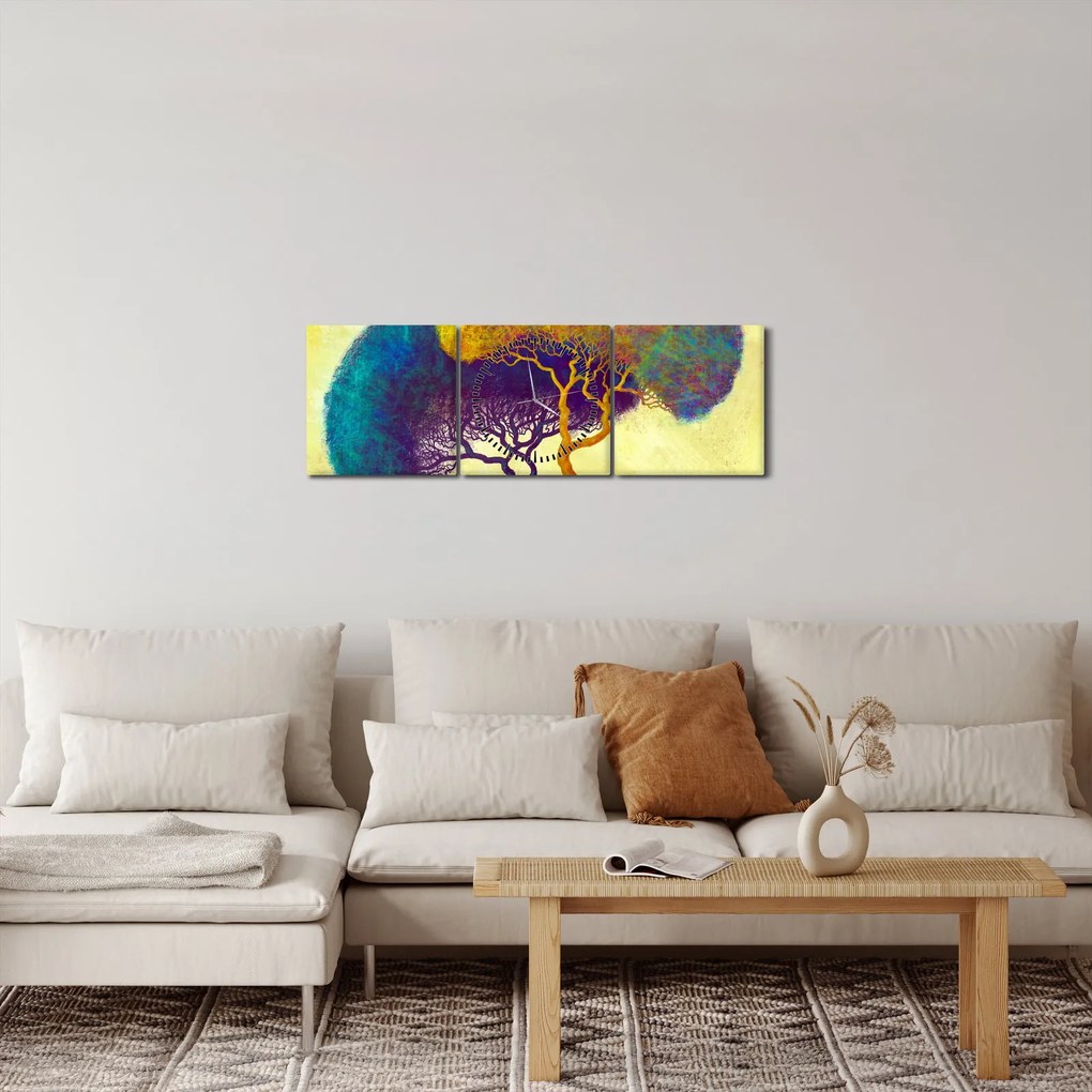 Kép - Fák a hegyen (órával) (90x30 cm)
