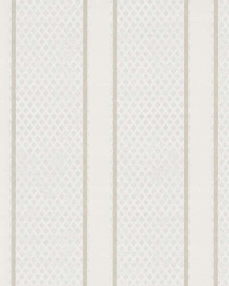 Nappali tapéta dekoratív csíkok fehér bézs glamour tapéta