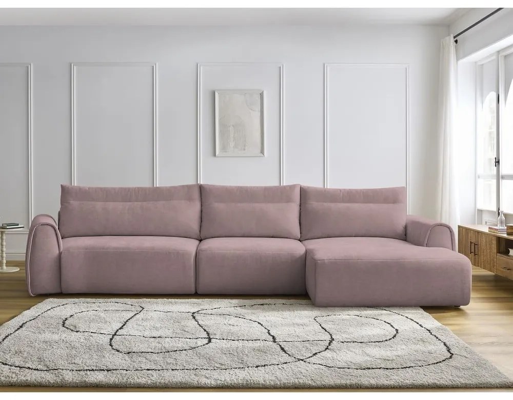 Világos rózsaszín sarokkanapé Aden – Bobochic Paris