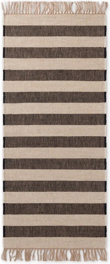 Fekete-krémszínű kétoldalas-kézi szövésű juta futószőnyeg 80x200 cm Playa – Hanse Home