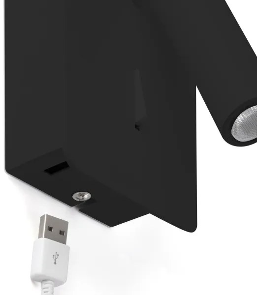 FARO 62116 - LED Fali spotlámpa SUAU LED/3W/230V USB fekete