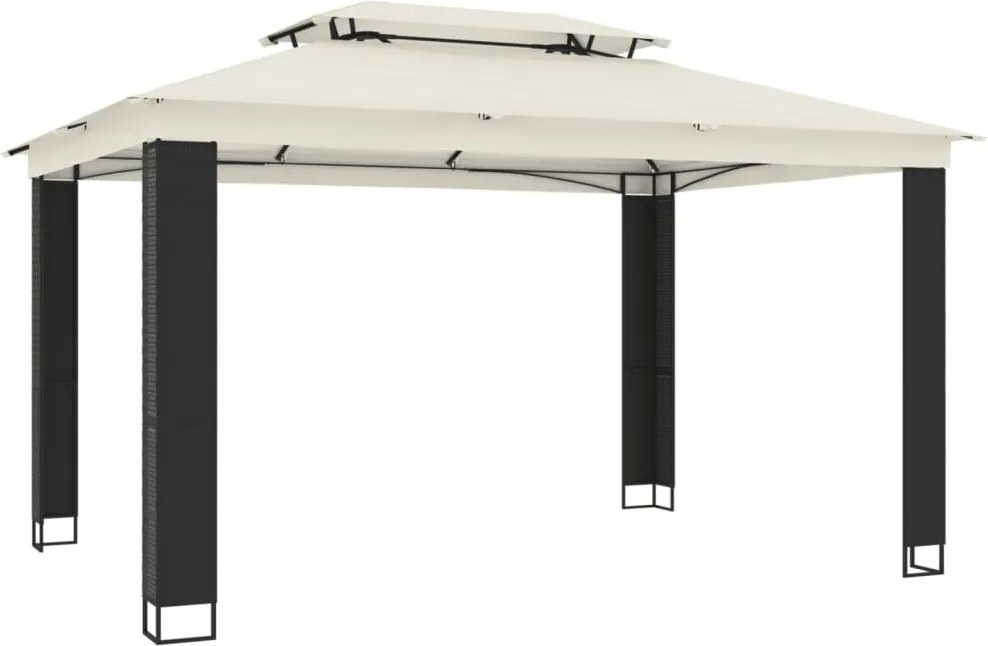 vidaXL krémszínű acél dupla tetős pavilon 3,94 x 2,96 m
