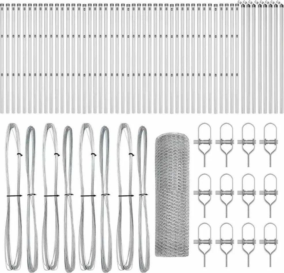 vidaXL Kerítésoszlop Ezüst 100 x 0,8 m (13 mm háló) Acél