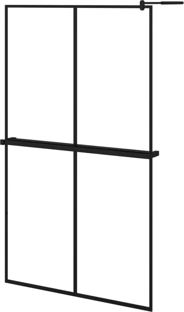 vidaXL fekete ESG üveg és alumínium zuhanyfal polccal 118 x 190 cm