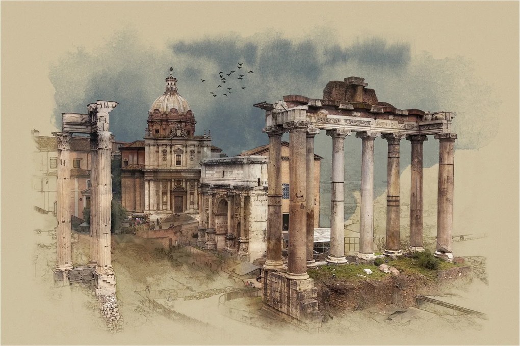 Kép - Forum Romanum, Róma, Olaszország (90x60 cm)