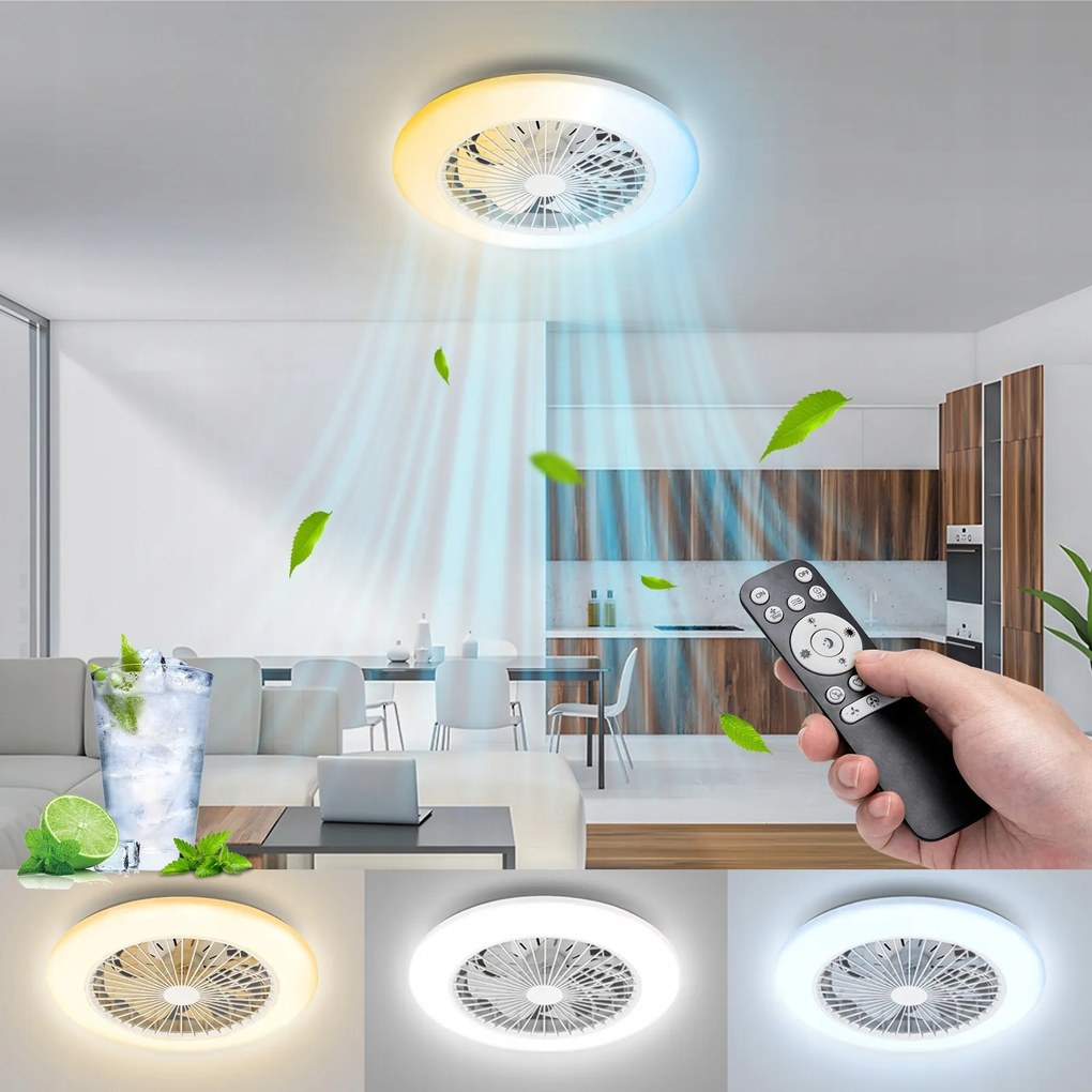 Mennyezeti ventilátor Led lámpa Aigostar távirányítóval fehér 58W 6500K