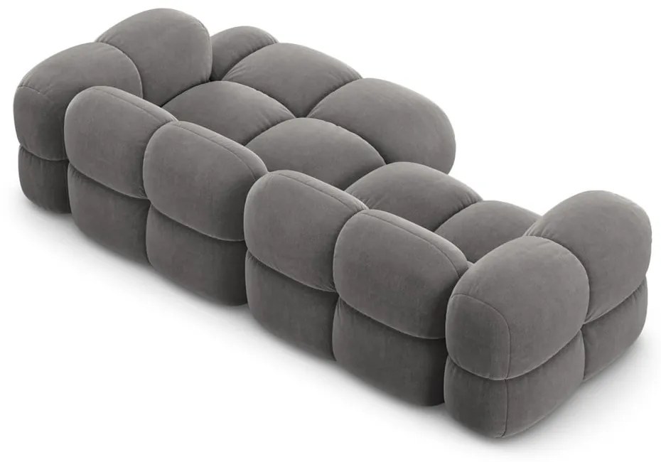 Szürke bársony sarokkanapé (jobb oldali-heverő résszel) Loretto – Cosmopolitan Design