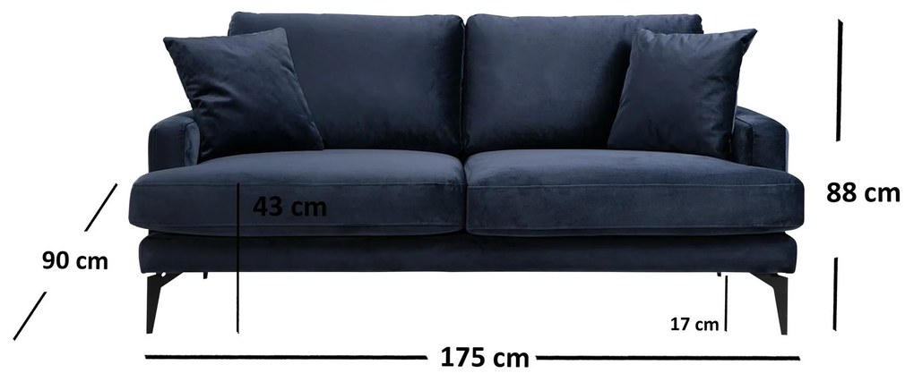 Kétszemélyes kanapé Papirolla (tengerészkék + fekete). 1106653