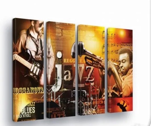 Vászonkép 120x100 Jazz blues rock and roll zene gitár trombita zenészek koncert
