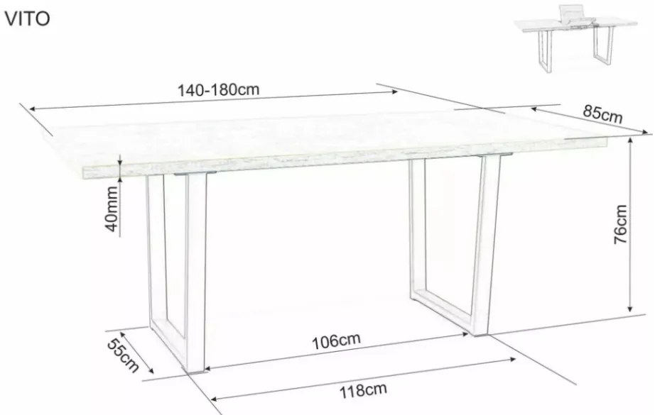 Vito bővíthető étkezőasztal tölgy 140-180cm