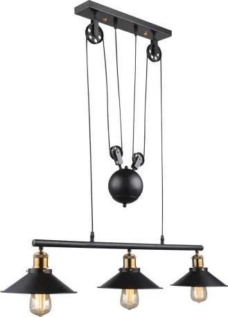 Globo 15053-3 Függeszték fekete,állítható magsság, 90-180 cm, LxBxH:920x220x1800, exkl. 3xE27 60W 230V