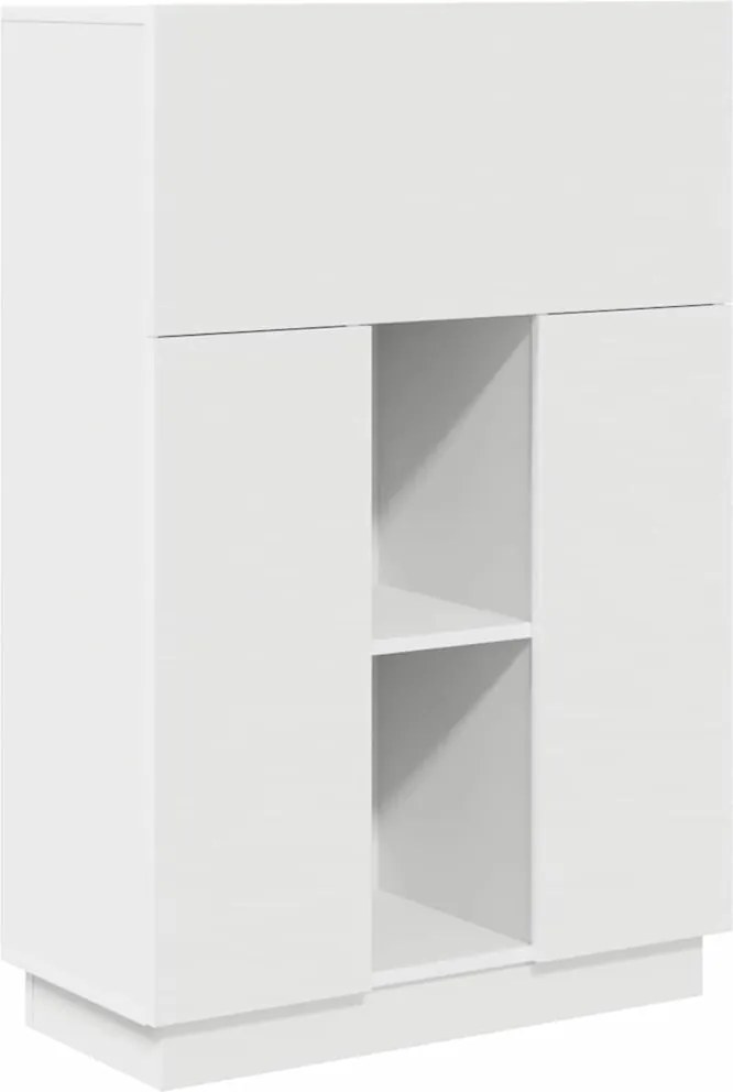 vidaXL Asztal polcokkal tárolóval Fehér 71.5 x 31.5 x 106.5 cm Faanyag