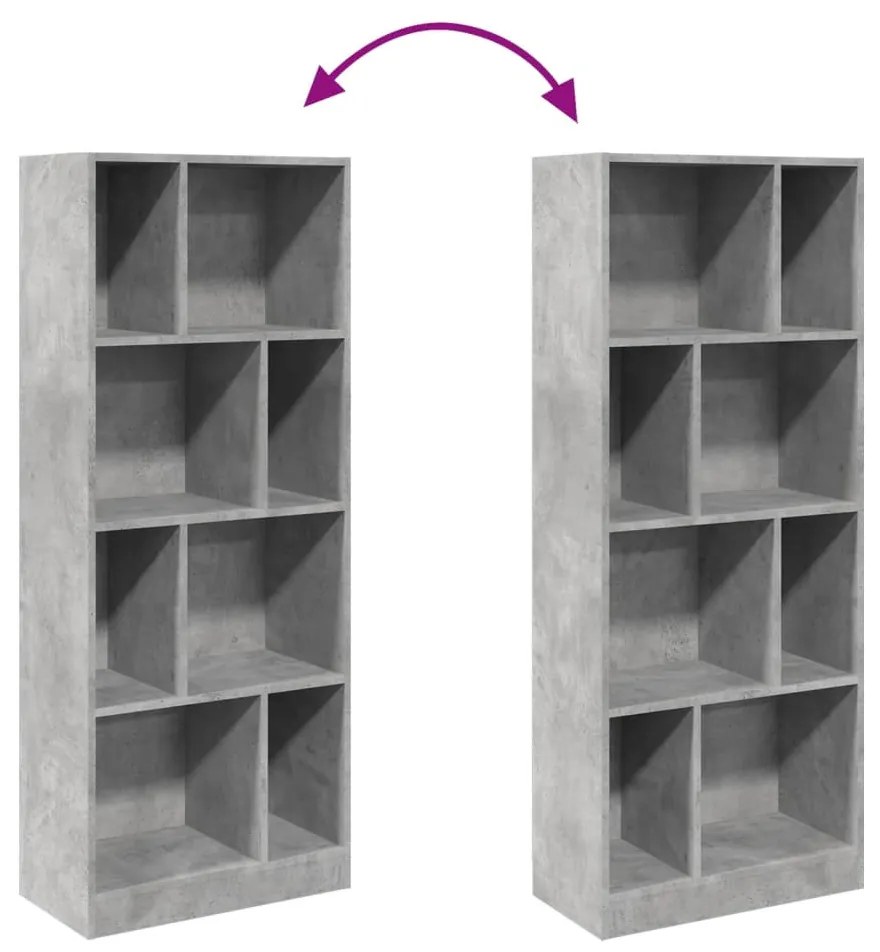 betonszürke szerelt fa könyvespolc 57 x 28,5 x 141 cm
