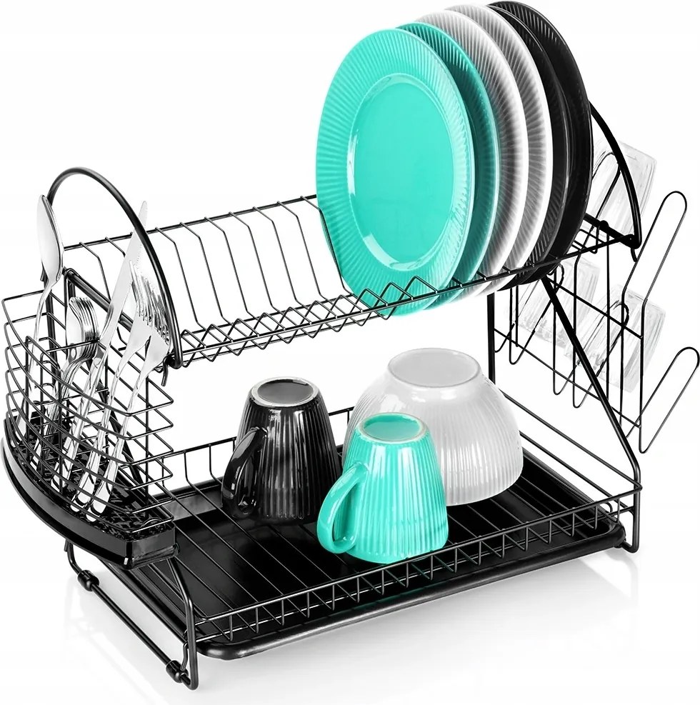 Edényszárító Kétszintes 53 cm Fekete Loft Csepegtető Vilde