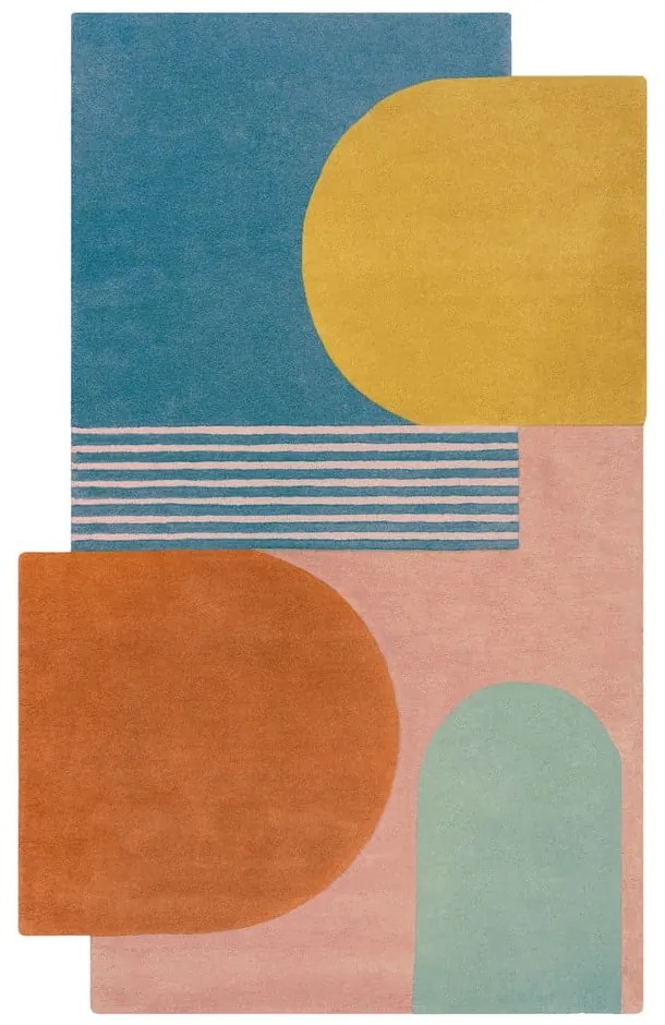 Kék kézi szövésű gyapjú szőnyeg 120x180 cm Lozenge Bright Multi – Flair Rugs