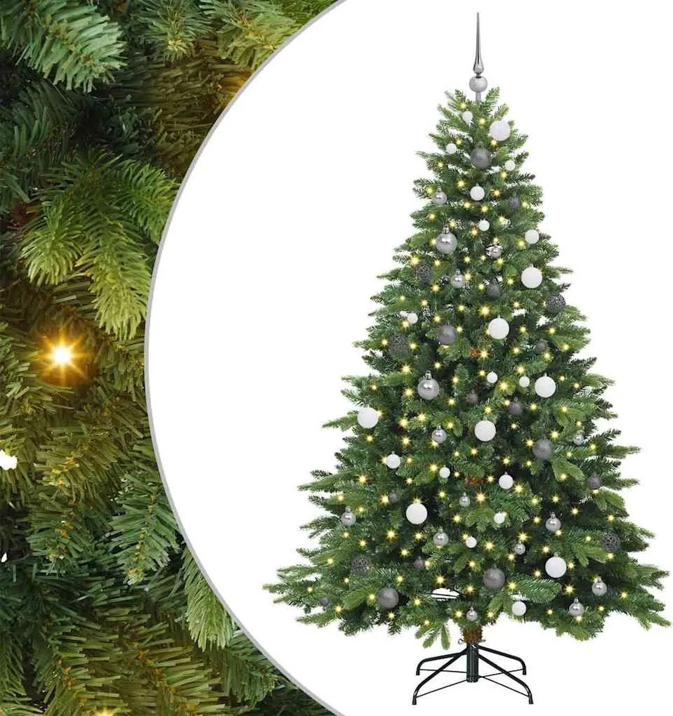 vidaXL Mű karácsonyfa 300 LED-del állvánnyal Zöld 210 cm PE és PVC