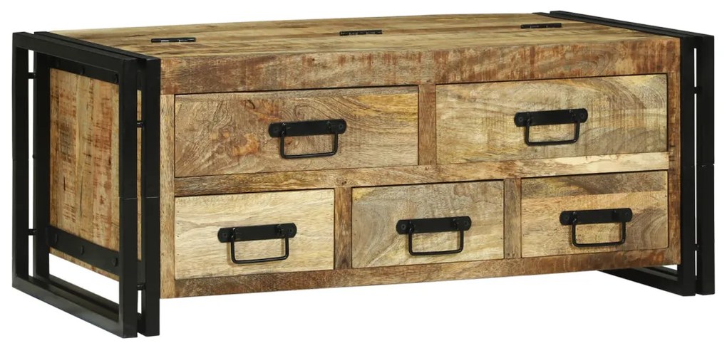 Kávézóasztal 90x50x38 cm Tömör Durva Mangóból