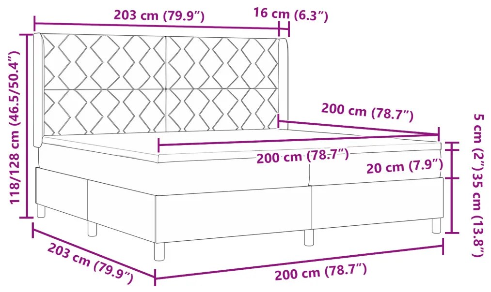 Boxspring Ágy Matracokkal Sötétbarna, 200x200 cm Szövetben
