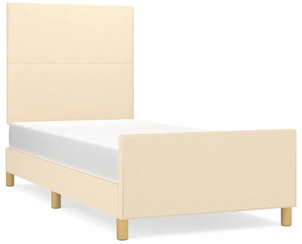 krémszínű szövet ágykeret matrac nélkül 90x200 cm