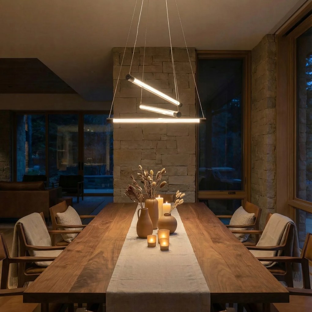 Innovatív szabályozható lámpa étkezőasztal fölé üveg+alumínium Palos Led