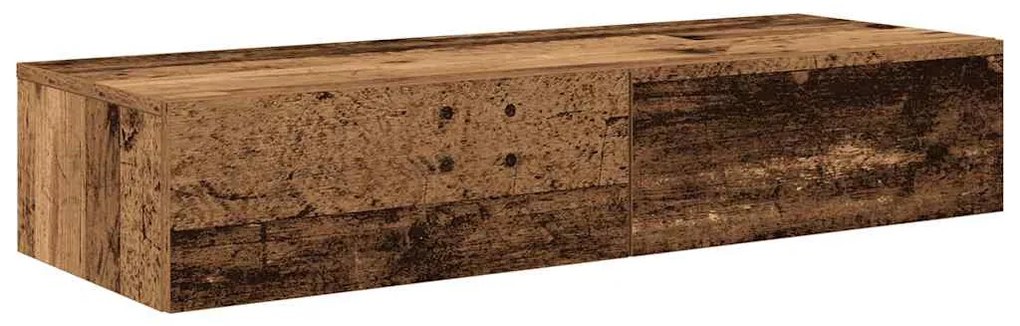 Falipolc fiókokkal régi fa 100x36x19 cm műszaki fa