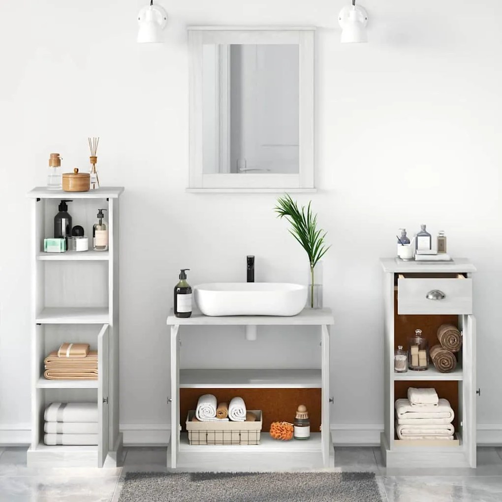 Fürdőszoba bútor szett 3 pcs antik fehér 37 x 34 x 110 cm