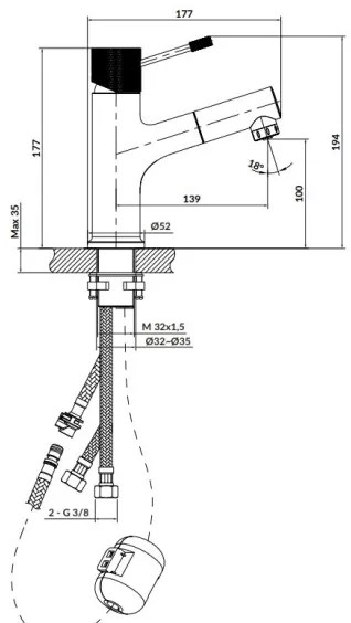Cersanit S951-594 - Mosdócsap ZEN 19,4 cm fényezett króm