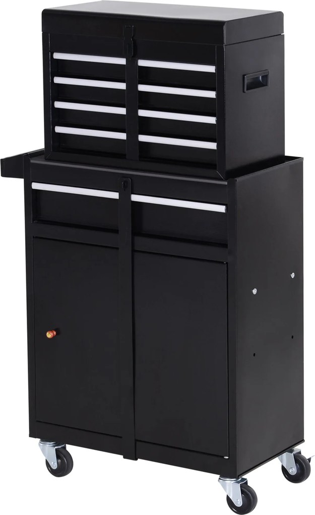 DURHAND Műhely Szerszám Szekrény 5 Fiókkal, 360°-os Kerekekkel, Fém, 60 x 28 x 104,5 cm | Aosom