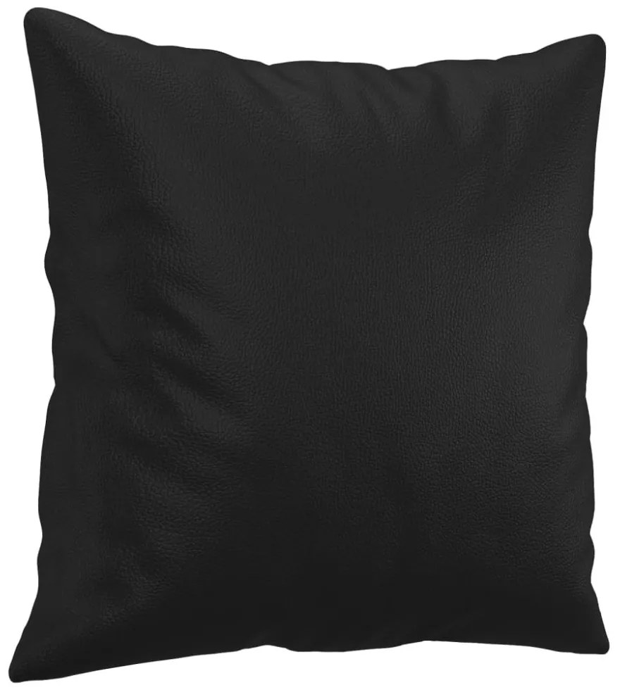 2 személyes fekete műbőr kanapé díszpárnákkal 120 cm