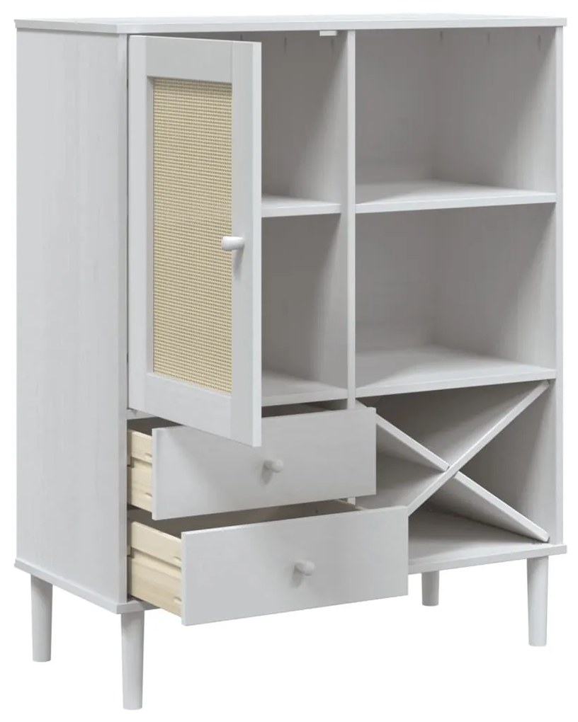 SENJA fehér rattan hatású magasszekrény 90 x 40 x 112 cm