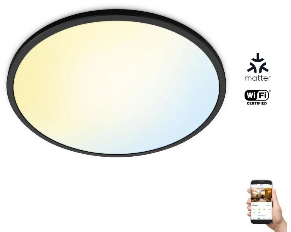 WiZ - LED Dimmelhető mennyezeti lámpa SUPERSLIM LED/32W/230V fekete Wi-Fi