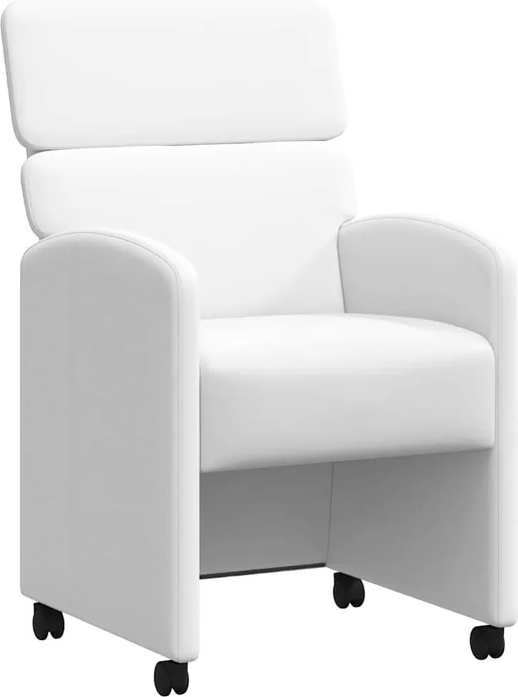 vidaXL Kerekes Étkező Székek 2 pcs Fehér 58 x 65 x 98 cm Műbőr
